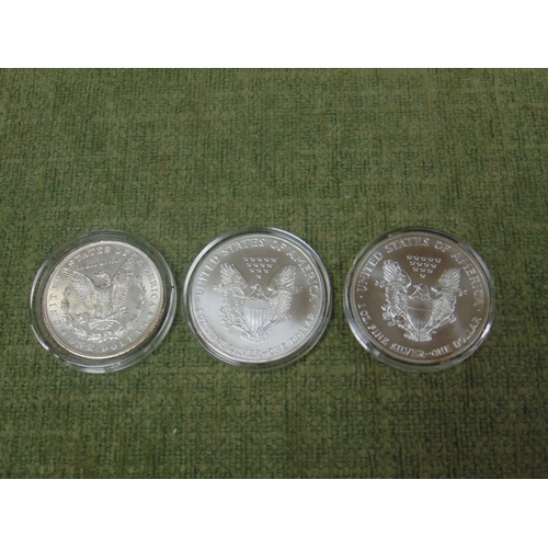 429 - Three United States of America silver  $1 dollar coins, reproduction Morgan dollar, 2001 & 2000