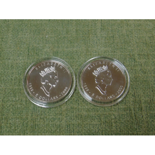 431 - Two Royal Canadian Mint, 2000 silver maple $5 coins.