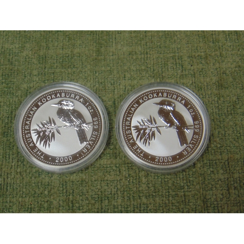 432 - Two Queen Elizabeth II 2000 silver $1 Kookaburra coins.