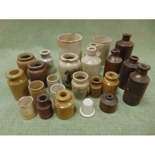 51 - Quantity of antique stone ware ink containers, etc.