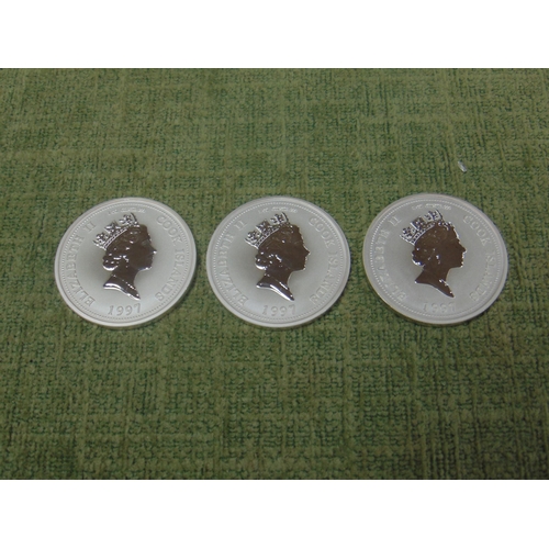 8 - Three Queen Elizabeth II Cook Islands silver $1 coins, commemorating Diana Princess of Wales 1997.