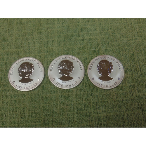 8 - Three Queen Elizabeth II Cook Islands silver $1 coins, commemorating Diana Princess of Wales 1997.