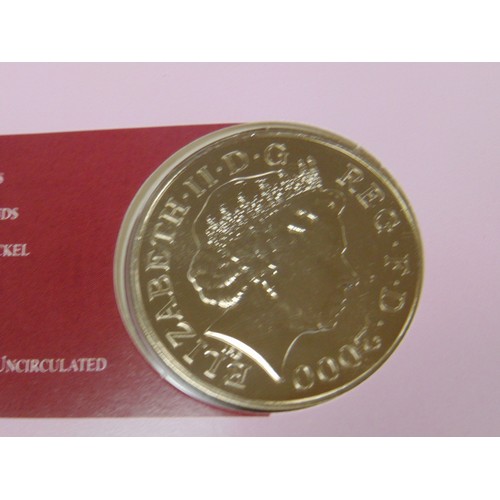 430 - Two cased £5 pound coins, commemorating Queen Elizabeth, The Queen Mother.