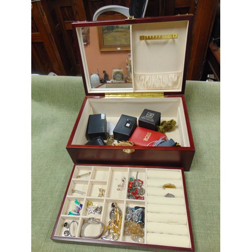 445 - Jewellery box and contents.