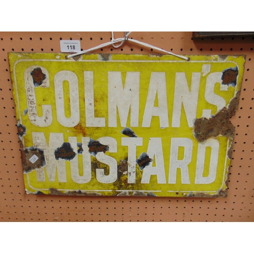 118 - Vintage enamel advertising sign, Coleman's Mustard. 12 x 18