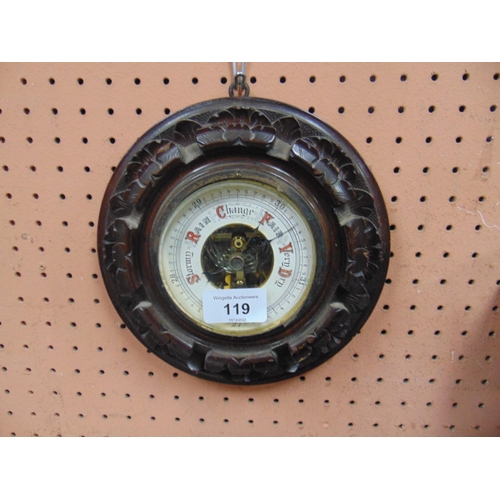 119 - Circular barometer, contained ion a moulded frame.