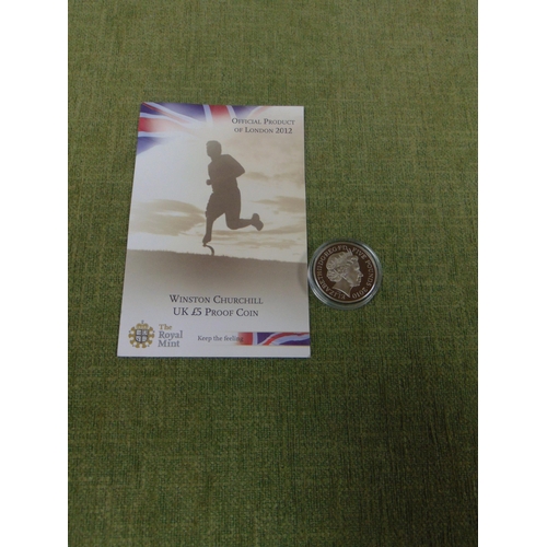 15 - Winston Churchill 2012 proof £5 coin with C.A.O.