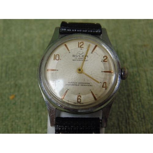 171 - Cased Gents Buler wrist watch.