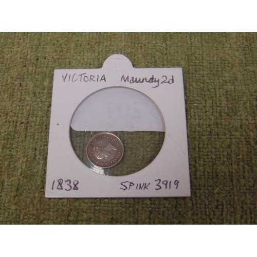 207 - Victoria Maundy 2d 1838 silver coin.