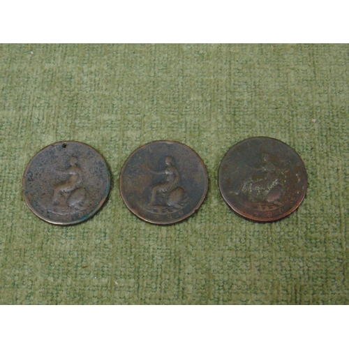 213 - George III , Three 1790's half penny coins.