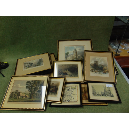 270 - Collection of framed and glazed colour engravings, mainly North Wales.