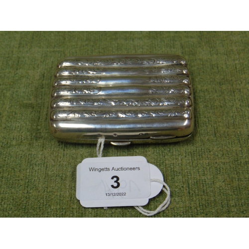 3 - Antique Birmingham silver cigarette case of ribbed form. 2.2 ozt.