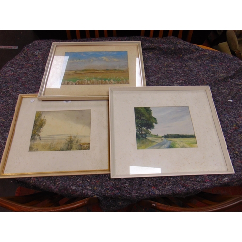 304 - Three framed and glazed watercolours, country scenes.