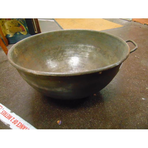 377 - Large copper single handle bowl.