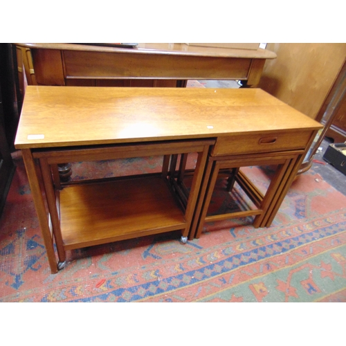 513 - Mid century teak nest of two tables, 42 x 17 x 23