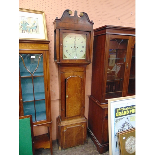 518 - 19th century inlaid oak long case clock , maker Thomas Taylor Ellesmere, having 8 day movement, flor... 