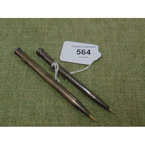 564 - Two silver propelling pencils (1 f).