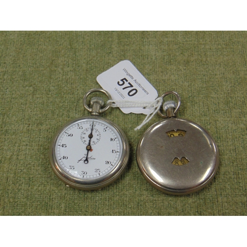 570 - Junghams stop watch , together with another pocket watch contained in a plated case. (2)