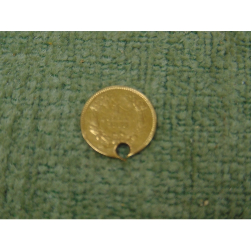 579 - Gold 1855 $1 (holed) coin, 1.5 gm.