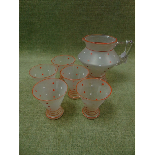 95 - Art deco glass lemonade set.