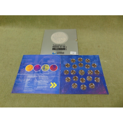 33 - Cased Sainsbury's 'Makers of the Millennium' medal collection.