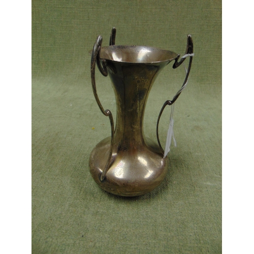 475 - Art Noveau silver three handled vase, of waisted design, Birmingham 1903.