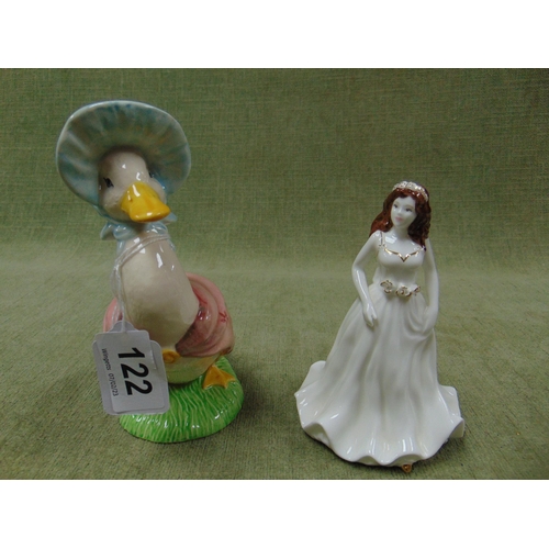 122 - Beswick Beatrix Potter Jemima Puddle duck figure, together with a Coalport figurine - Savannah. (2).