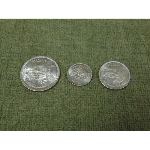 137 - Set of three Silver Egyptian Commemorative Asswan dam contruction 1964.