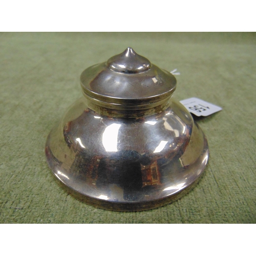 156 - George V silver weighted inkwell, having glass liner, maker Docker & Burn Ltd, Birmingham 1923.