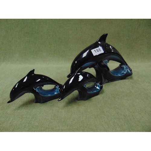 188 - Graduated set of three Poole dolphins.