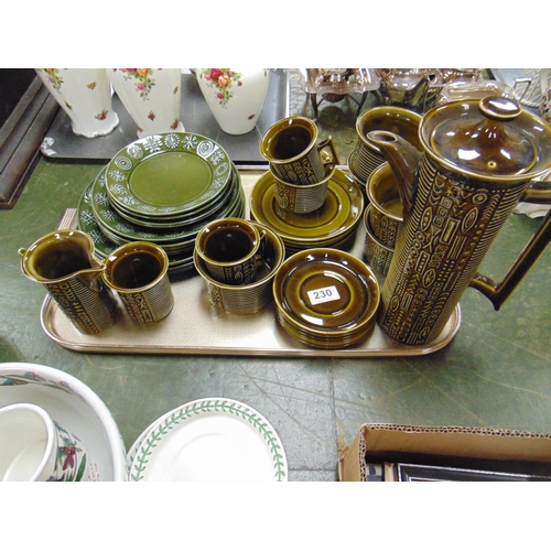 230 - 24 piece Portmeirion 'Cypher' pattern coffee service, together with some studio pottery plates.