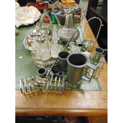 234 - Selection of silver plate, to include a good hot water jug, toddy ladle, oval tureen and cover, etc.