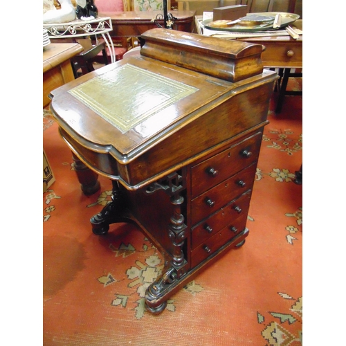 283 - Victorian walnut Davenport, lift up top compartment, green leather writing surface revealing a fitte... 