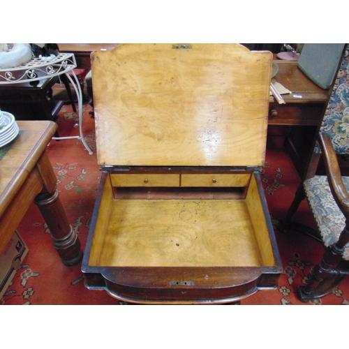 283 - Victorian walnut Davenport, lift up top compartment, green leather writing surface revealing a fitte... 