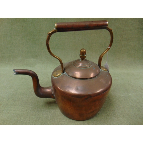 29 - Antique copper kettle, having acorn finial. 13