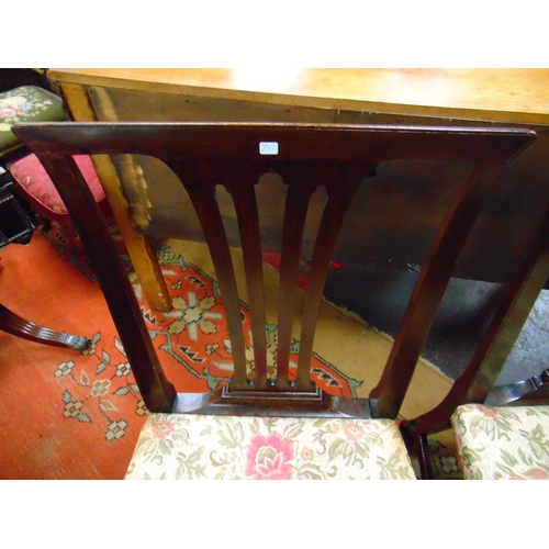 295 - Pair of antique mahogany side chairs, pierced splat backs, upholstered seats on plain supports and s... 