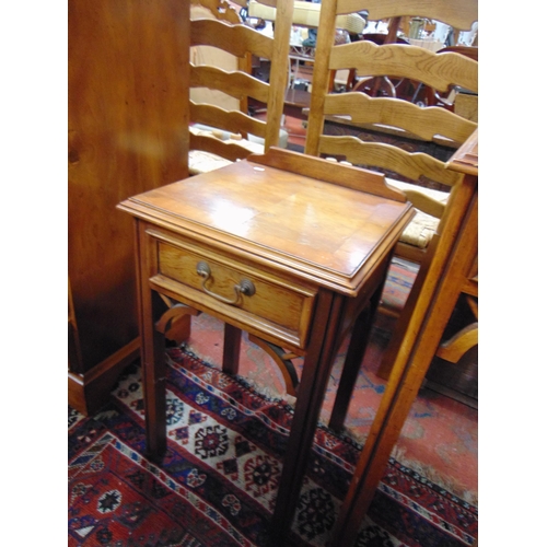 314 - Reproduction yew wood bedroom suite, comprising mirror back dressing table, stool, side table and ch... 