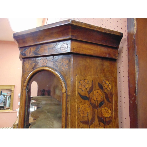 342 - Fine quality antique Dutch marquetry  display cabinet, domed top over a pair of beaded glazed doors ... 