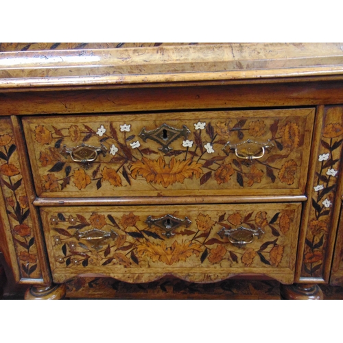 342 - Fine quality antique Dutch marquetry  display cabinet, domed top over a pair of beaded glazed doors ... 