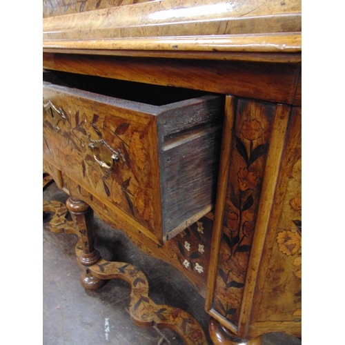 342 - Fine quality antique Dutch marquetry  display cabinet, domed top over a pair of beaded glazed doors ... 