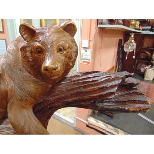 345 - Black Forest type wooden carved figure group, modelled as a bear and three cubs. 61