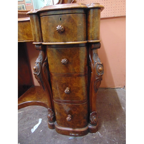 346 - Good 19th century walnut dressing table of small proportions, adjustable mirror back, concave centre... 