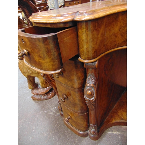 346 - Good 19th century walnut dressing table of small proportions, adjustable mirror back, concave centre... 