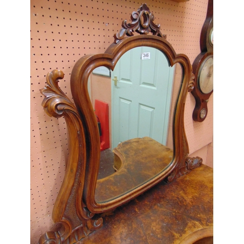 346 - Good 19th century walnut dressing table of small proportions, adjustable mirror back, concave centre... 