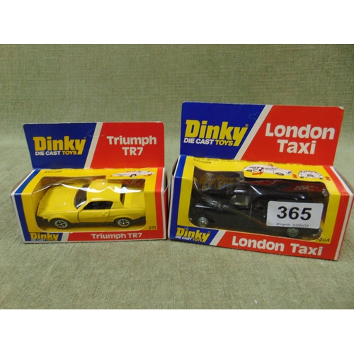 365 - Two boxed Dinky die cast toys collectable model vehicles,  London Taxi 284 and Triumph TR 7 .