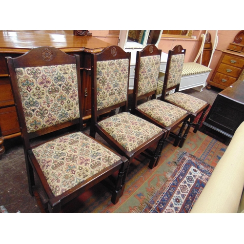 368 - Set of four reproduction oak dining chairs.