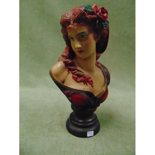 47 - Painted chalk bust, modelled as an Art Nouveau lady. 13