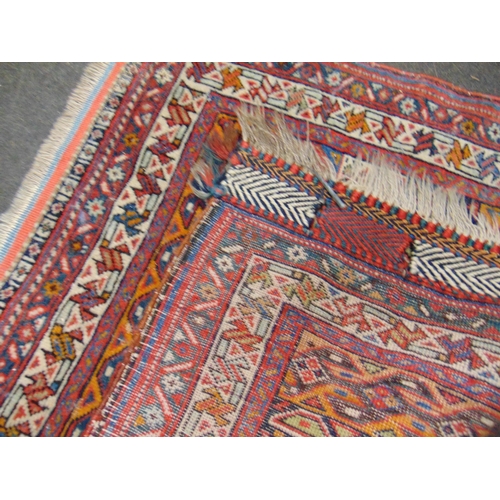 63 - Small Persian square form multi coloured rug, 23 x 23