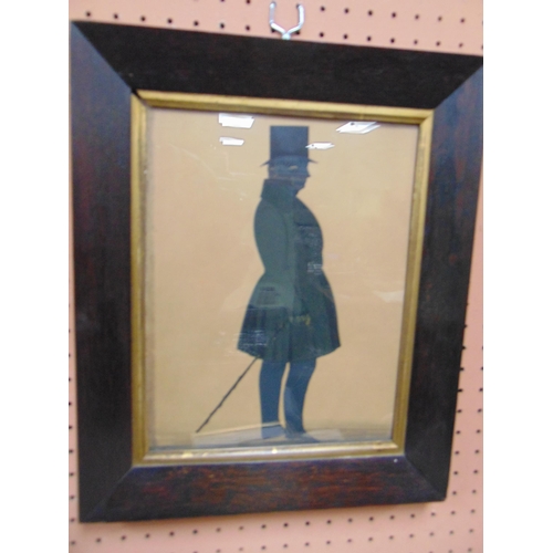 90 - Good pair of antique rosewood framed and glazed silhouettes, depicting a Victorian man and woman, ea... 