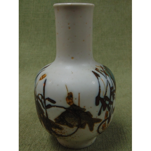 1 - Royal Copenhagen studio bottle vase decorated with fish, the base marked 1063 5367. 7